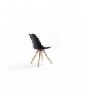 A80262 - Lot de 2 chaises scandinaves en polypropylène coussin simili pieds bois - Noir
