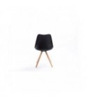 A80262 - Lot de 2 chaises scandinaves en polypropylène coussin simili pieds bois - Noir