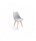 A8026 - Lots de 2 chaises scandinaves en polypropylène coussin simili pieds en bois - Gris