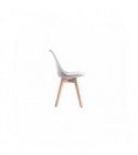 A8026 - Lots de 2 chaises scandinaves en polypropylène coussin simili pieds en bois - Gris