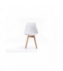 A8026 - Lots de 2 chaises scandinaves en polypropylène coussin simili pieds en bois - Blanc