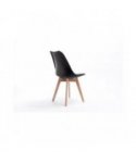 A8026 - Lots de 2 chaises scandinaves en polypropylène coussin simili pieds en bois - Noir