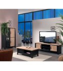 ISLAND - Meuble TV 140 cm en pin massif 2 portes 1 niche 1 tiroir