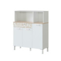 FOCUI - Buffet de cuisine 3 portes et 1 tiroir L108 x H126 cm - Blanc-chêne motif