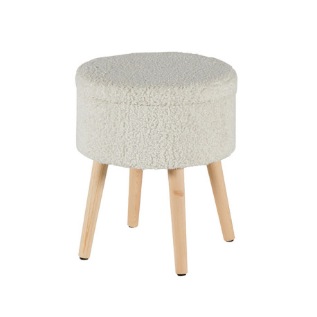 Pouf rond coffre Mano blanc