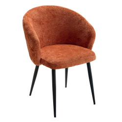 chaises accoudoirs modernes tissu bouclé terracotta Casita