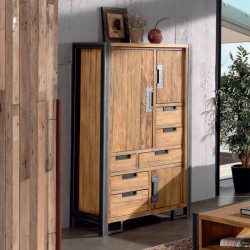 Armoire teck et métal 90cm Wales Casita WALARM90