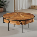 Table basse ronde teck et métal 80cm Casita STELLA