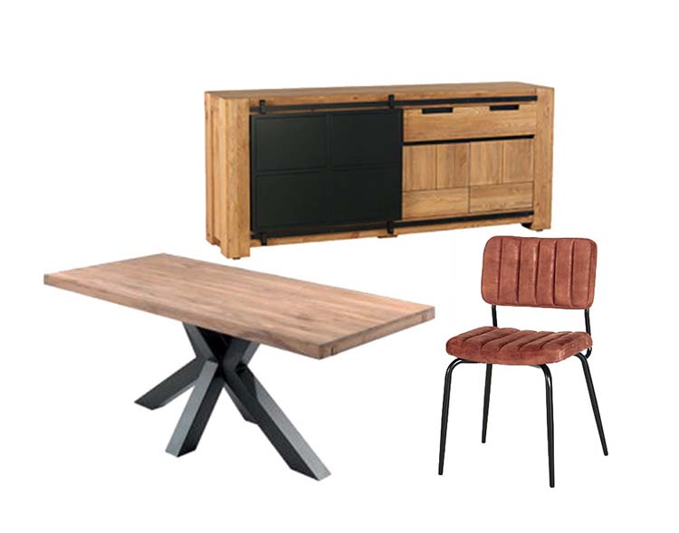 Offre du moment : 6 chaises lia, bahut et table avec allonge